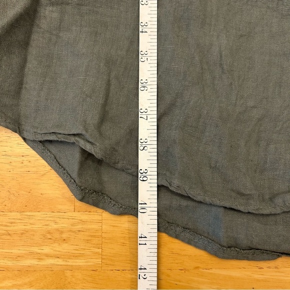 LUNGO L’ARNO Linen Olive Green Shift Plus Size Dress Size 1X - Picture 4 of 8